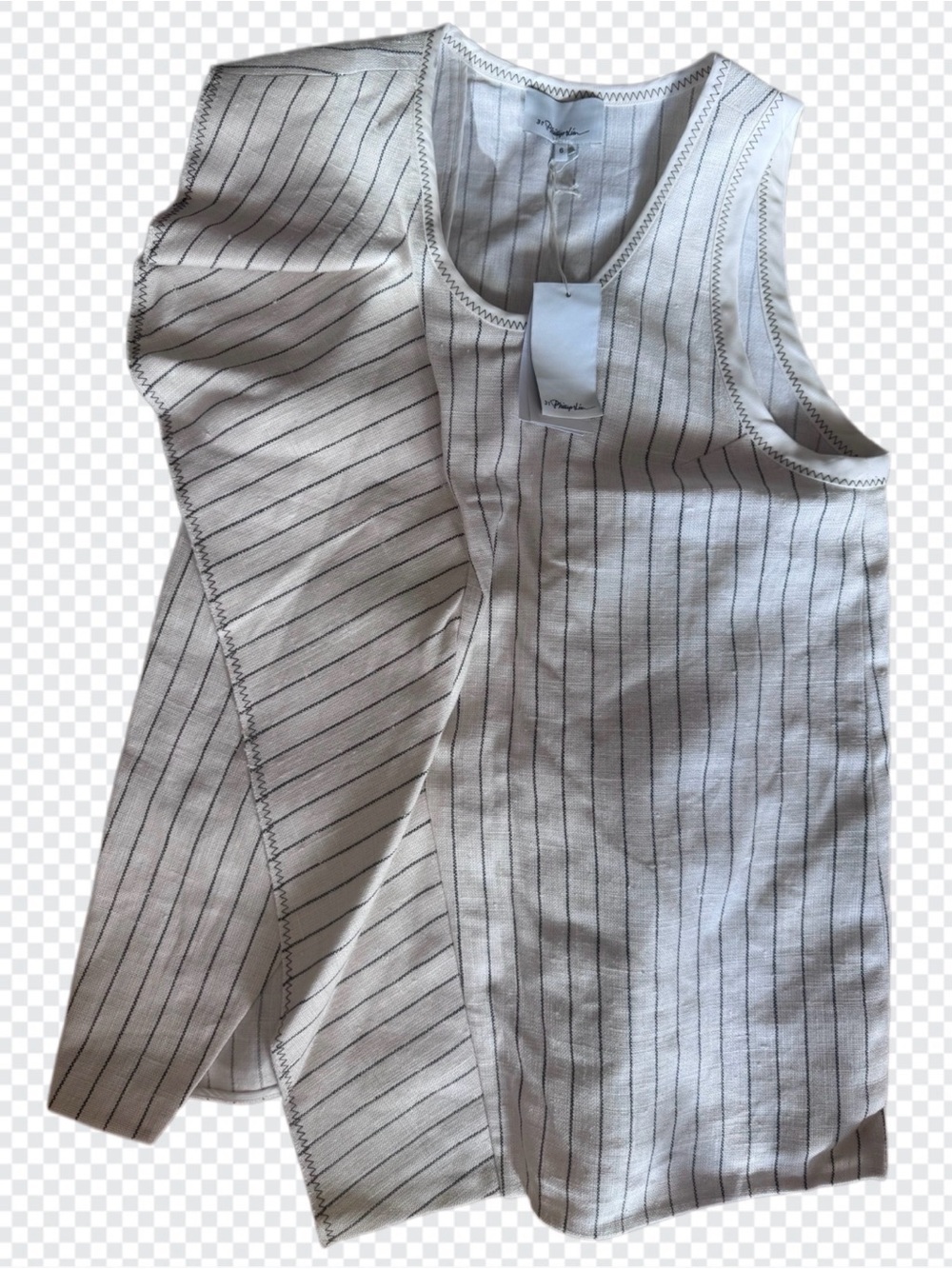 3.1 Phillip Lim White with Black Pinstripe Tank Skirt Set